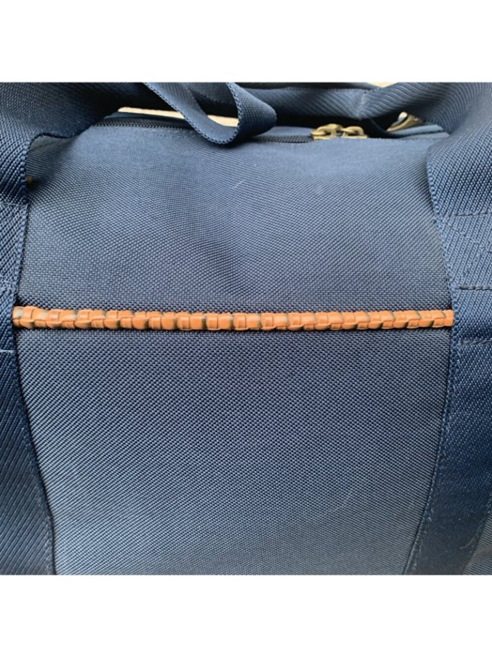 Tommy Bahama Mojito Blue Canvas Duffle Travel Bag Basketweave Trim Large - Picture 6 of 12